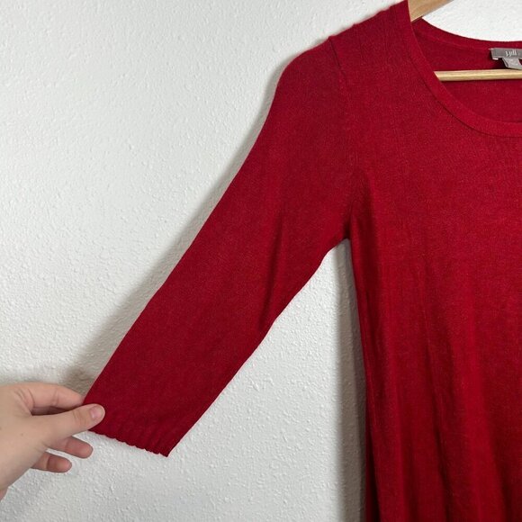 J.Jill Small Petite Red 3/4 Sleeve Wool Blend Pleated Sweater Dress - Picture 4 of 10